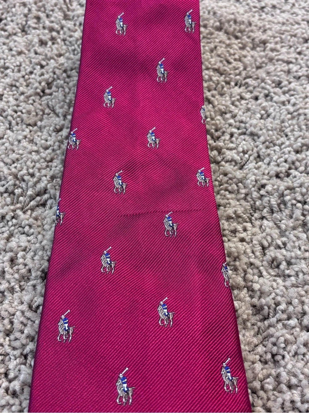 Vintage Polo Ralph Lauren Silk Deep Red Necktie | Polo Pony Logo | 57”